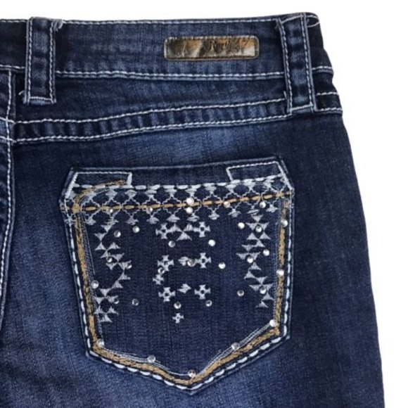 ROCK 47 Wrangler Jeans Bootcut Ultra Low Rise Rodeo Embellish 30x30 - Picture 9 of 12